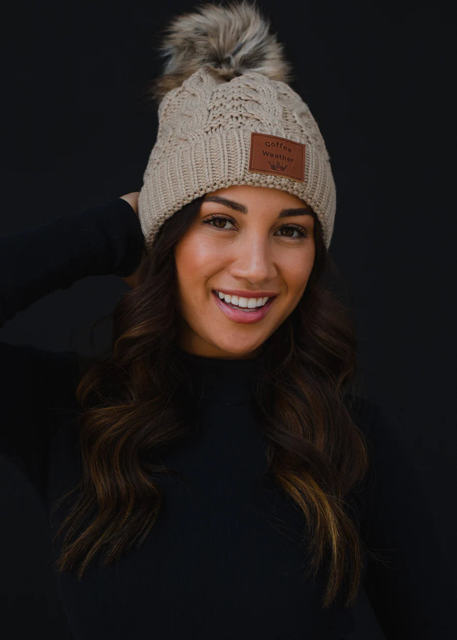 Tab Cable Knit Hat