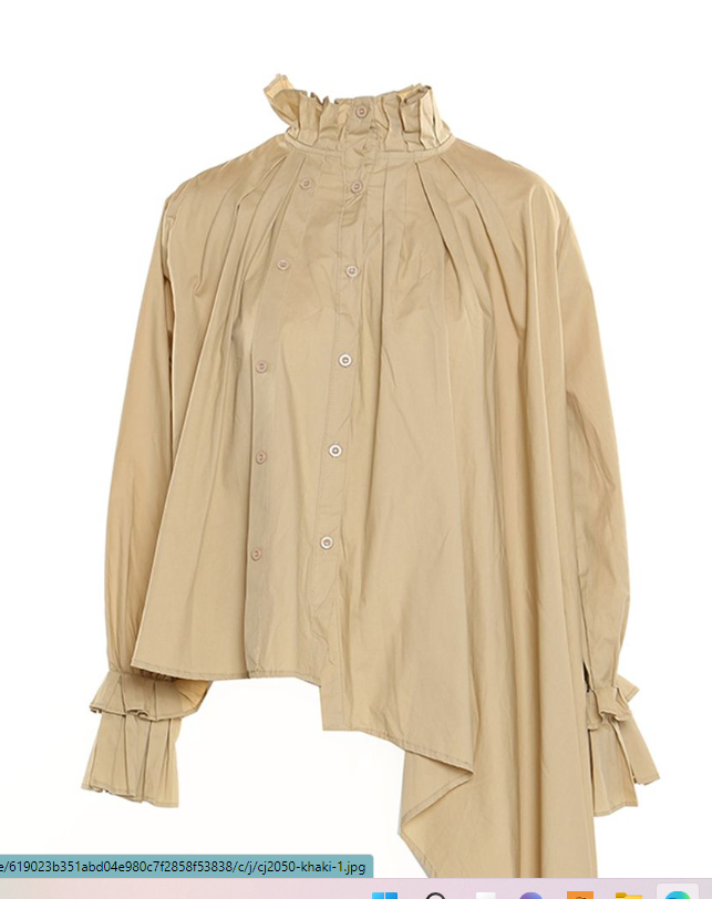 Asymmetric khaki ruffle blouse top